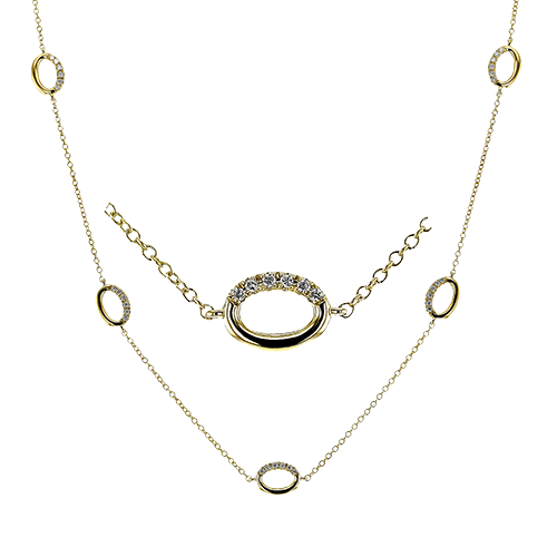 18K Yellow & White Gold Oval Diamond Link Necklace by Simon G. Jewelry