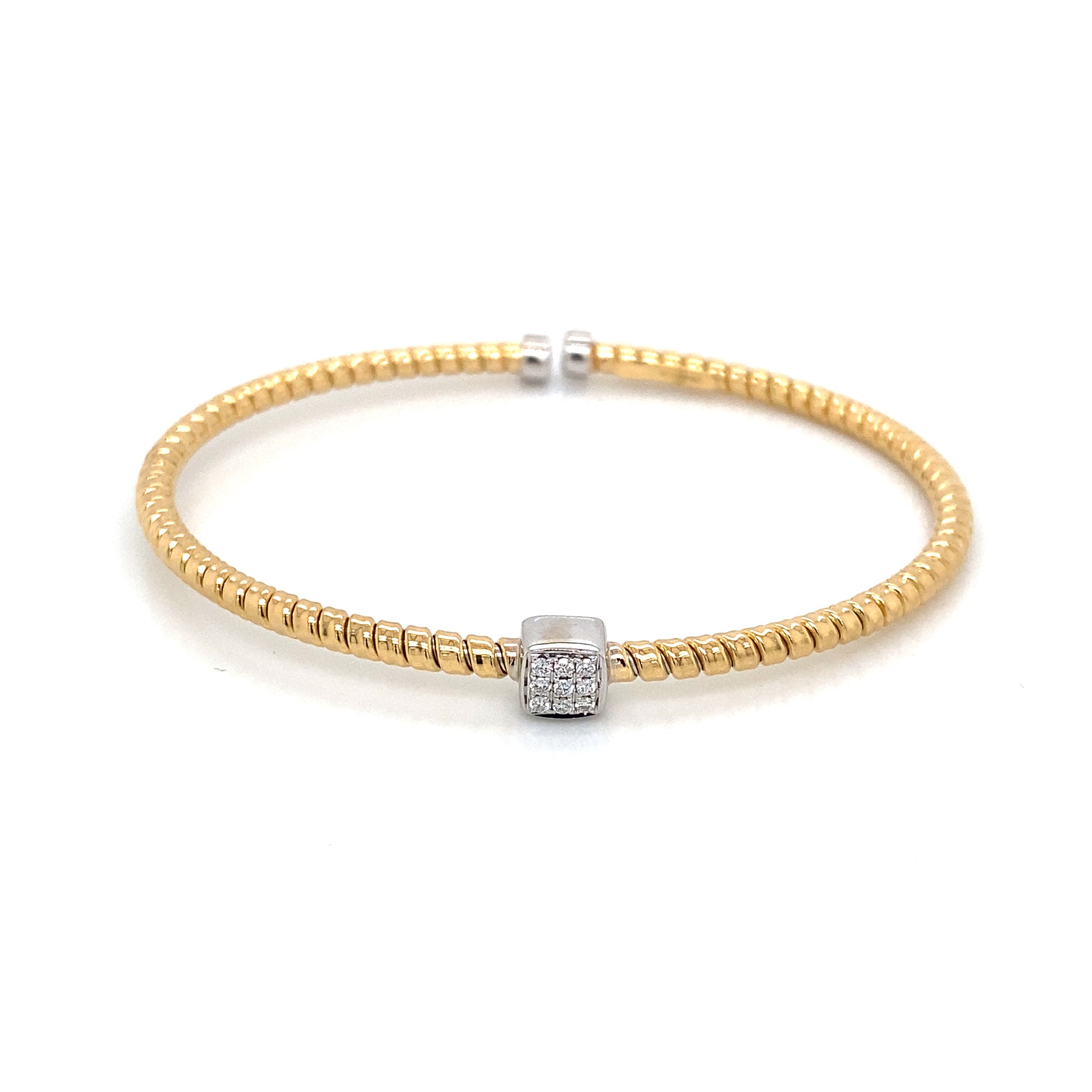 18K Yellow Gold Flexible Diamond Cuff Bracelet