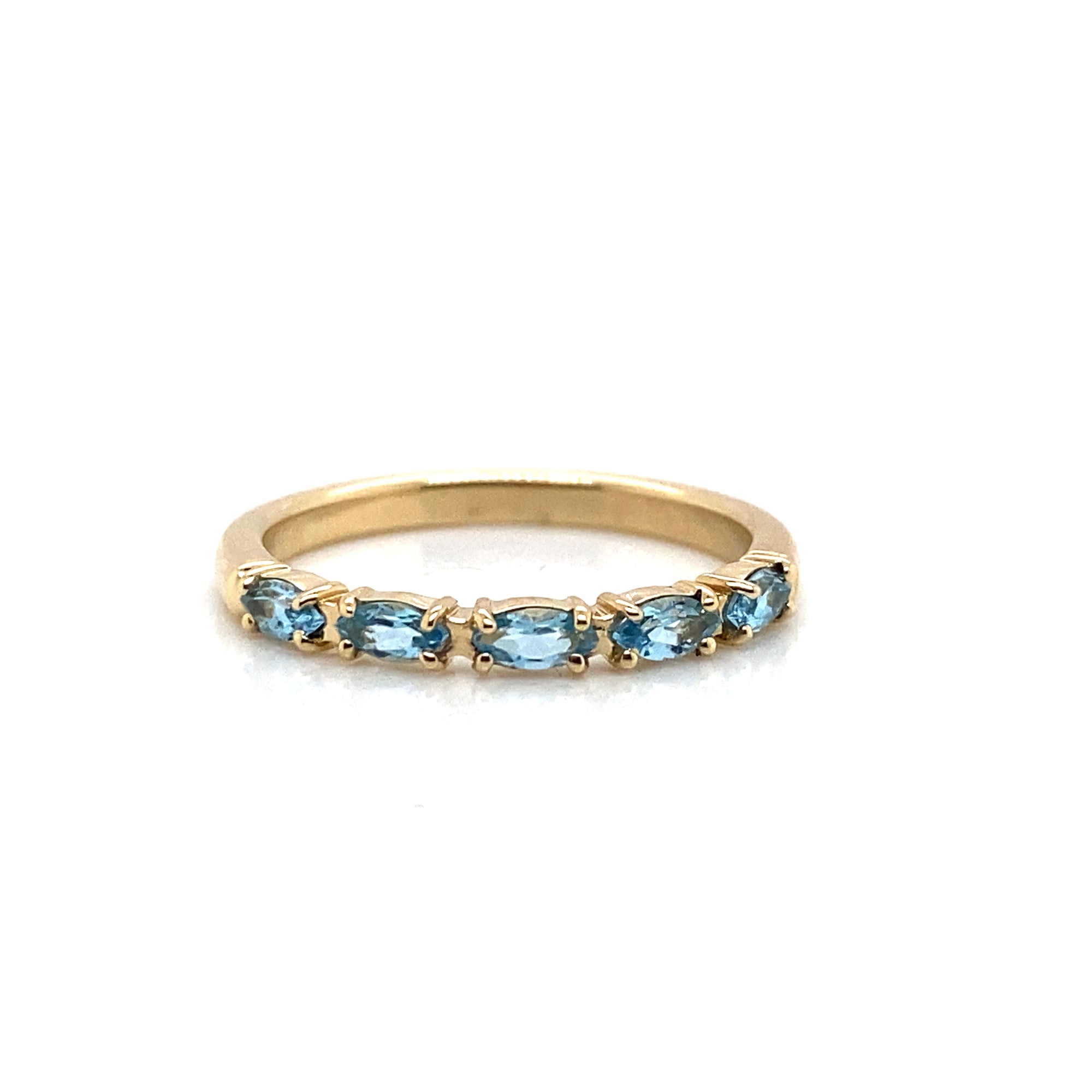 14K Yellow Gold Blue Topaz Marquise Cut Ring
