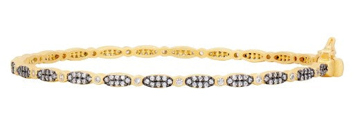 Freida Rothman Gold & Black Marquise Pavé Thin Hinge Bangle Bracelet
