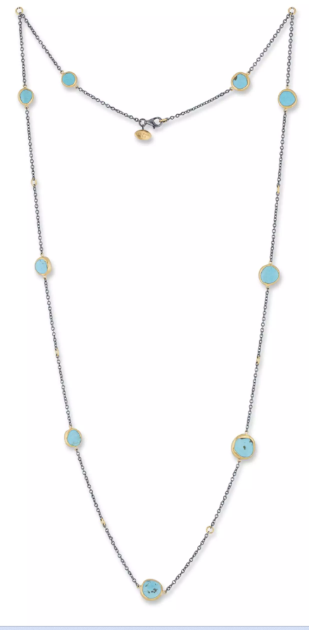 Lika Behar 24K Gold & Oxidized Silver & Turquoise "Katya" Necklace