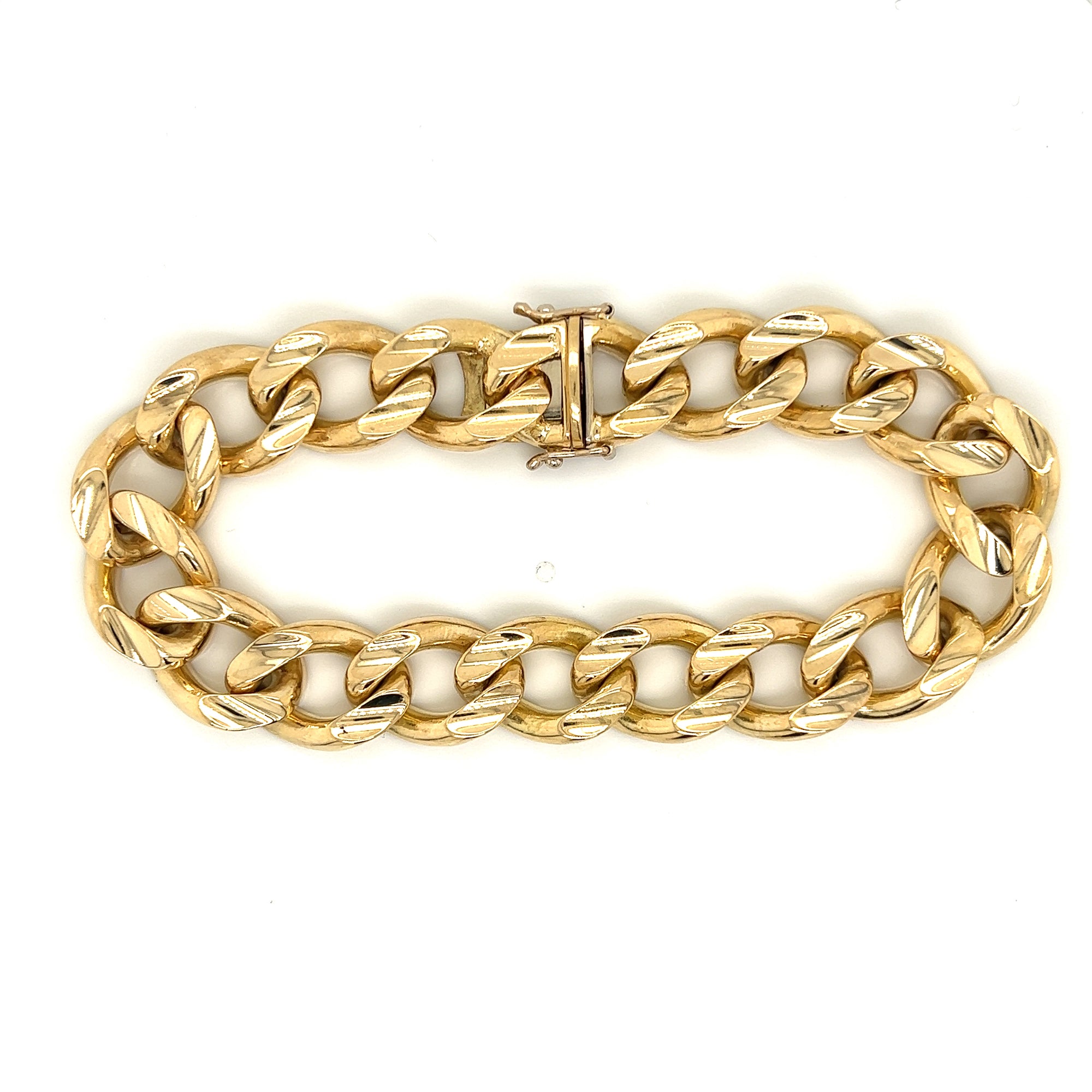 18K Yellow Gold Mens Curb Link Bracelet