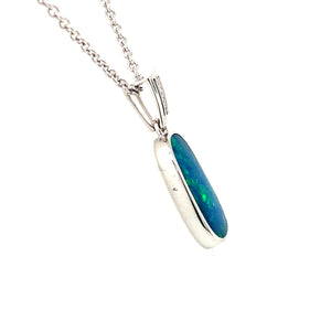 14K White Gold Opal Free-Form Bezel Necklace