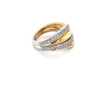 14K Yellow & White Gold Pave Diamond Bypass Ring