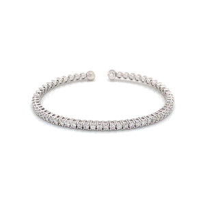 14K White Gold Diamond Cuff Flexible Bracelet