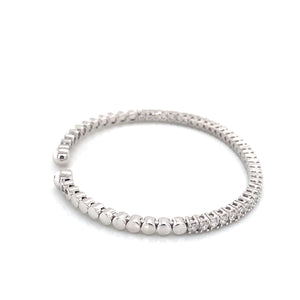 14K White Gold Diamond Cuff Flexible Bracelet