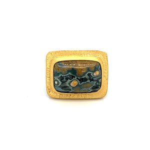 Lika Behar 24K Yellow Gold & Oxidized Sterling Silver Jasper Ring