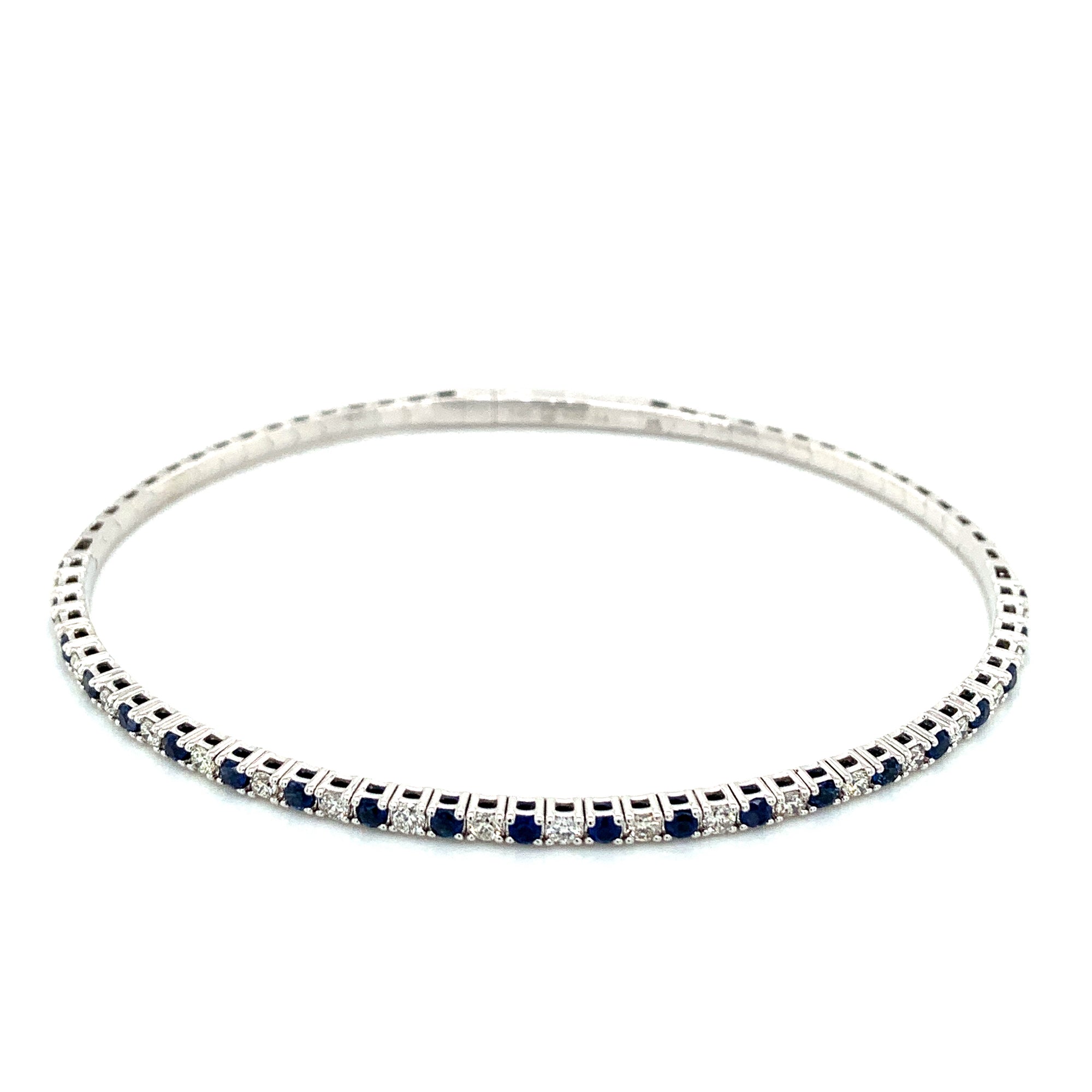 14K White Gold Diamond & Sapphire Flexible Bracelet