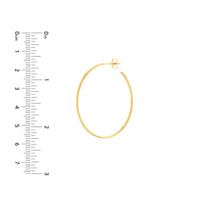 14K Yellow Gold Thin Oval Post Hoop Earrings