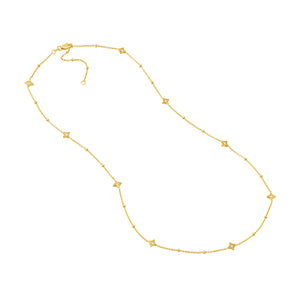 14K Yellow Gold Diamond Star Station Necklace