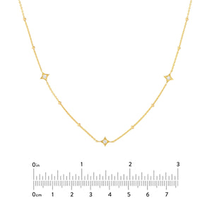14K Yellow Gold Diamond Star Station Necklace