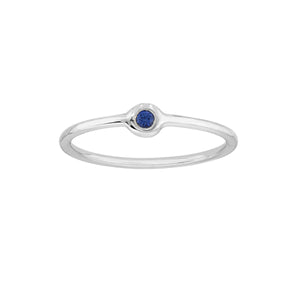 14K White Gold Round Sapphire Bezel Stack Ring