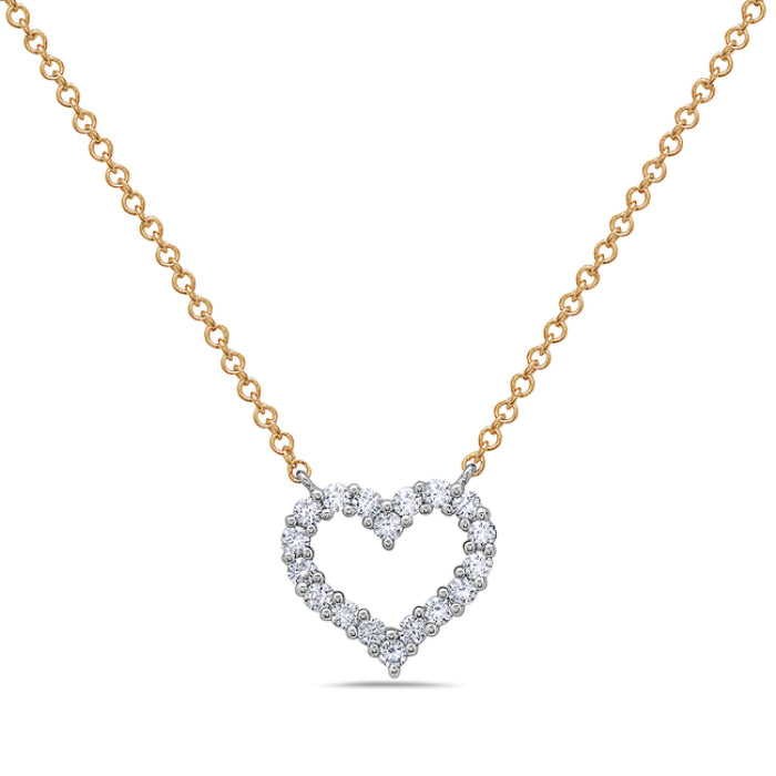 14K Yellow & White Gold Diamond Heart Necklace