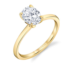 Sylvie 14K Yellow Gold "Fawn" Solitaire Oval Engagement Ring with Tulip Basket