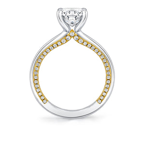14K White & Yellow Gold "Diana" Engagement Ring with Pave Set Profile