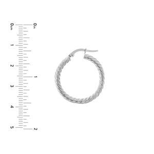 14K White Gold Twisted Rope Hoop Earrings