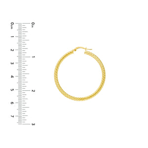 14K Yellow Gold Rope Twist Hoop Earrings