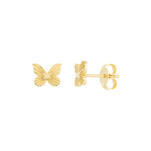 14K Yellow Gold Fluted Butterfly Stud Earrings