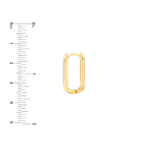 14K Yellow Gold Oblong Polished Hoop Earrings