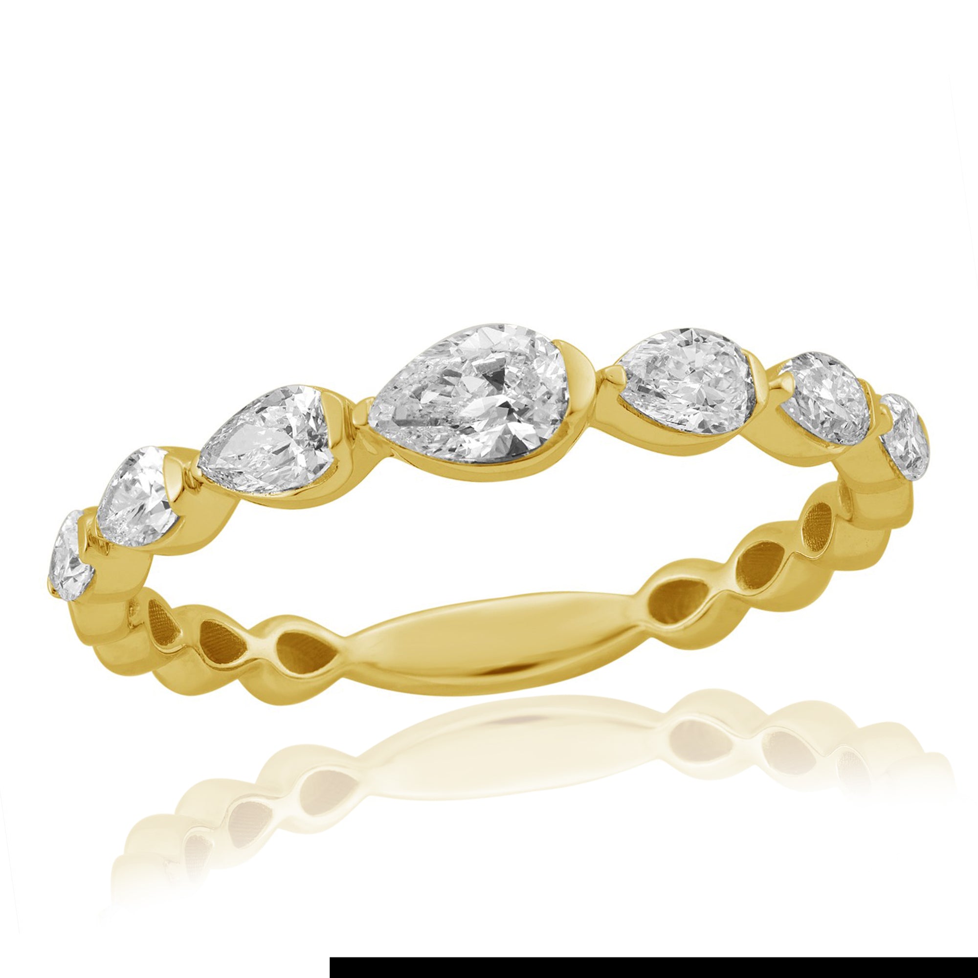 14K Yellow Gold Pear Shape Diamond Single Prong Ring