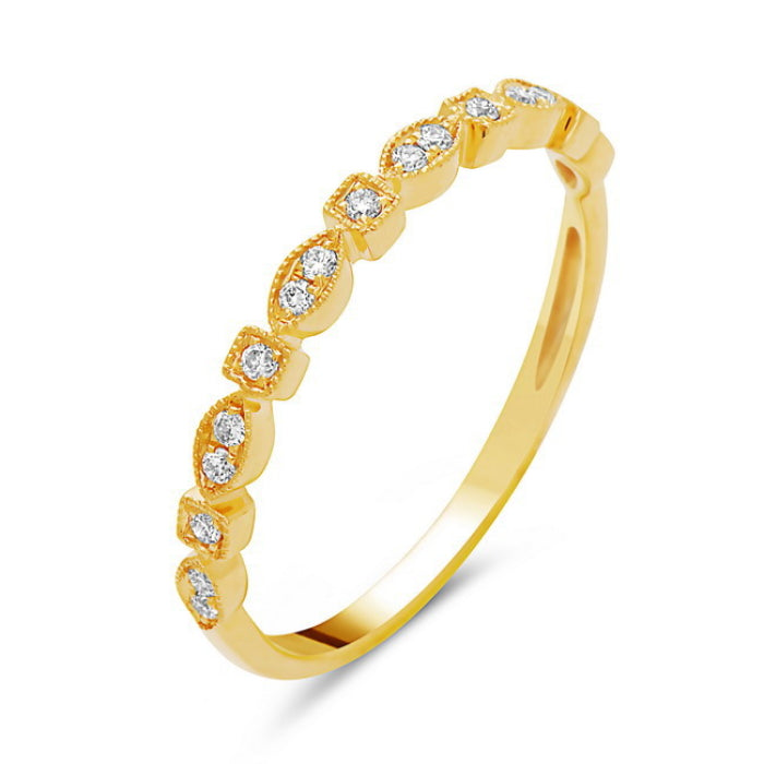 14K Yellow Gold Diamond Ring with Marquise & Square Shapes