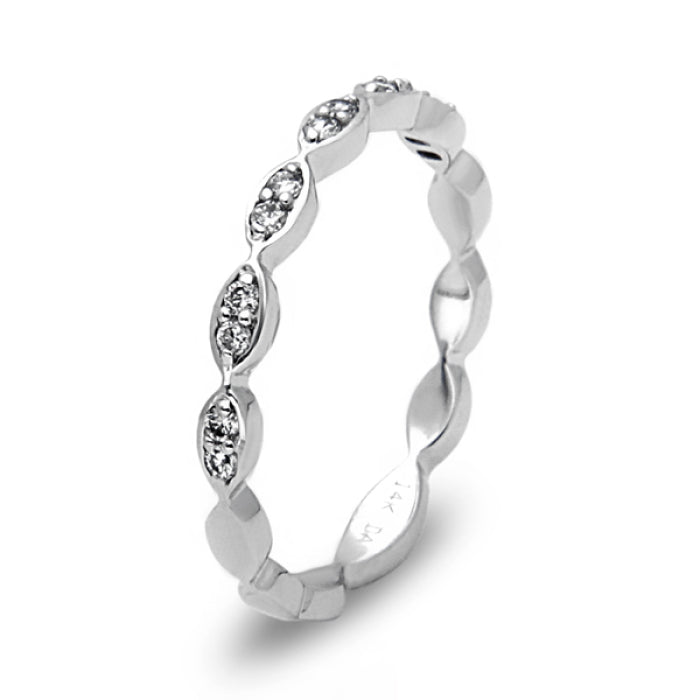 14K White Gold Thin Diamond Stackable Ring