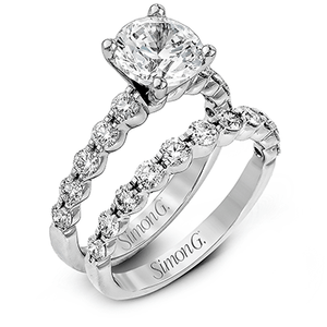 Simon G. 18K White Gold Diamond Engagement Ring with Shared Prong Set Diamonds