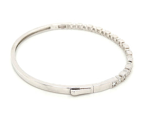 14K White Gold Diamond Bangle Bracelet