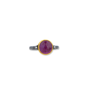 Lika Behar 24K Gold & Oxidized Silver "Rosalie" Ruby Ring