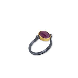 Lika Behar 24K Gold & Oxidized Silver "Rosalie" Ruby Ring