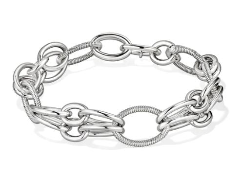 Judith Ripka Sterling Silver Eternity Signature Double Link Chain Bracelet