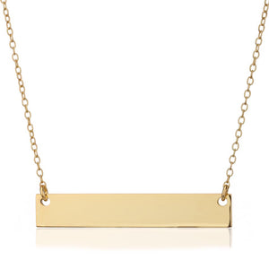 Custom Engraved Sterling Silver Gold Plated Bar Necklace on Cable Link Chain