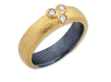 Lika Behar 24K Gold & Oxidized Sterling Silver "Random Walk" Diamond Band Ring