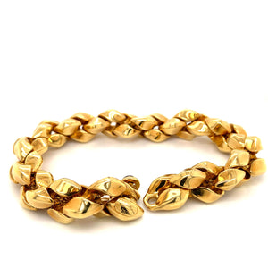 18K Yellow Gold Heavy Twisted Bracelet with Sapphire Accent