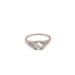 Platinum Vintage Diamond Engagement Ring with Approximately .75ct Total Diamond Weight