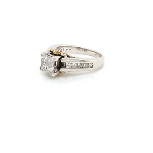 14k White Gold Invisible Set Princess Cut Diamond Ring