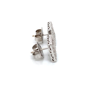 18K White Gold Square Diamond Stud Earrings by Charriol