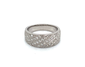 14K White Gold Multi-Row Diamond & Milgrain Accent Ring