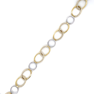 14K Yellow & White Gold Diamond Interlocking Link Bracelet