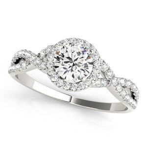 Custom Made Twisted Halo Diamond Engagement Ring