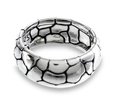 Samuel B. Mens Sterling Silver Domed Band Ring with Pebble Texture