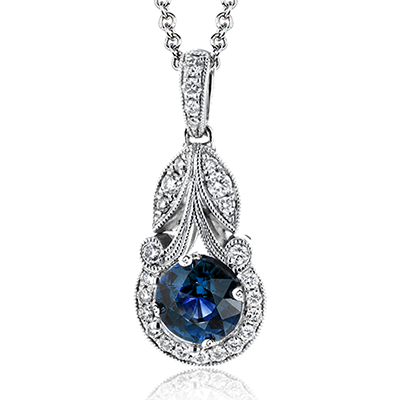 18K Sapphire & Diamond Vintage Style Necklace by Simon G. Jewelry