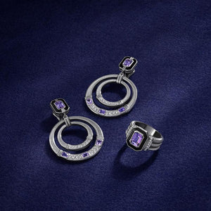 Judith Ripka Sterling Silver Amethyst & Diamond Circular Drop Adrienne Earrings