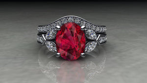 Custom Made Ruby & Diamond Platinum Ring