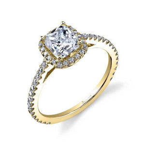 Sylvie Angelika - Cushion Cut Halo Engagement Ring SY395