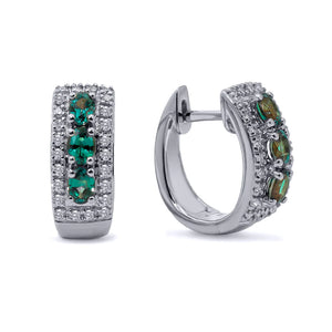 18K White Gold Alexandrite & Diamond Huggie Earrings