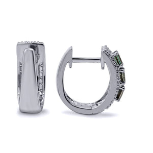 18K White Gold Alexandrite & Diamond Huggie Earrings