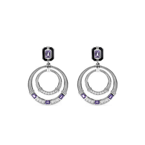 Judith Ripka Sterling Silver Amethyst & Diamond Circular Drop Adrienne Earrings