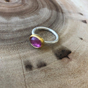 Lika Behar Sterling Silver & 24K Gold Pink Tourmaline Ring