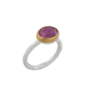 Lika Behar Sterling Silver & 24K Gold Pink Tourmaline Ring